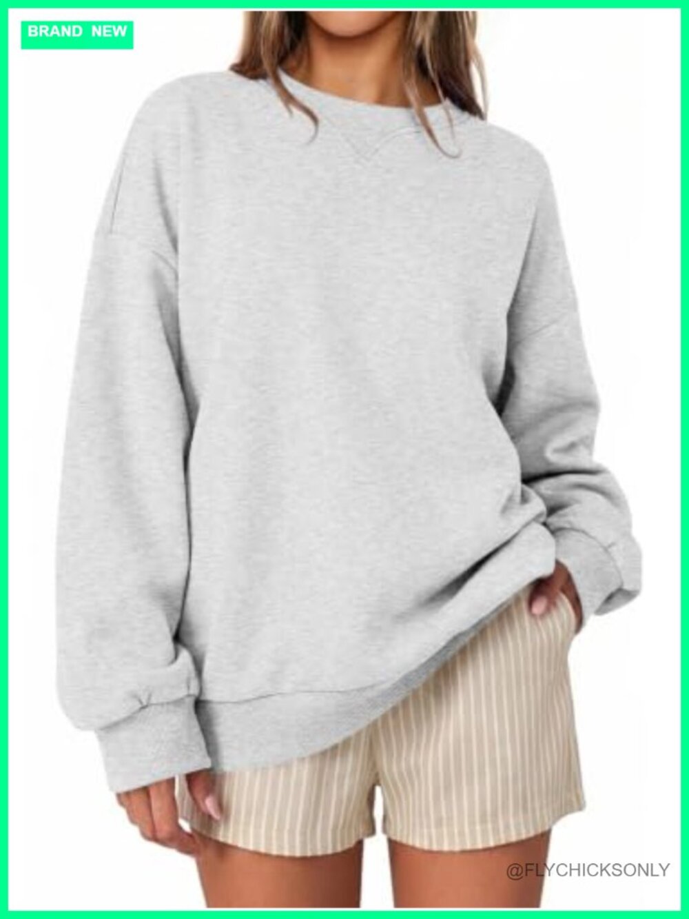 Oversized Crew Neck Fleece Sweatshirt Rayon Polyester Pullover